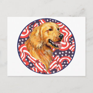 Patriotischer Golden Retriever Postkarte