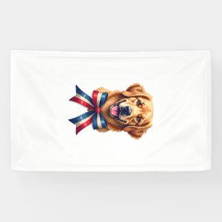 Patriotischer Golden Retriever Twin Ribbon Tee Banner