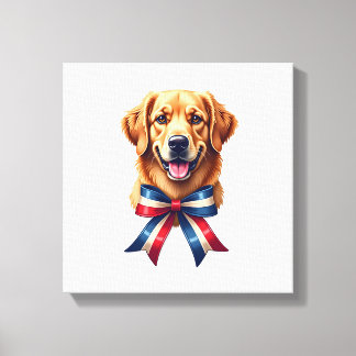 Patriotischer Golden Retriever Twin Ribbon Tee Leinwanddruck