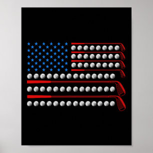 Patriotischer Golf-USA-Flagge Golfschläger 4. Juli Poster