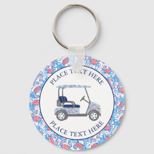 Patriotischer Golfwagen mit Prep-Look für Krabben Schlüsselanhänger