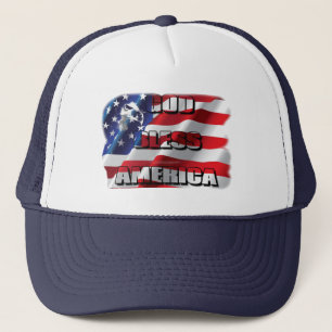 Patriotischer Gott segne Amerika Adler und Flagge Truckerkappe