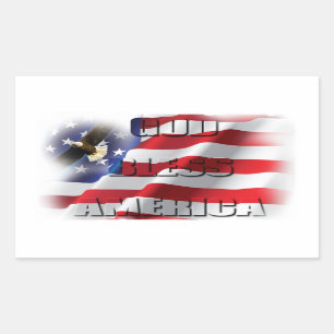 Patriotischer Gott segne Amerika auf Eagle Rechteckiger Aufkleber