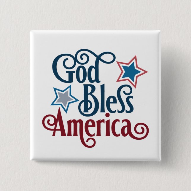 Patriotischer Gott segne Amerika Wortart Button (Vorderseite)