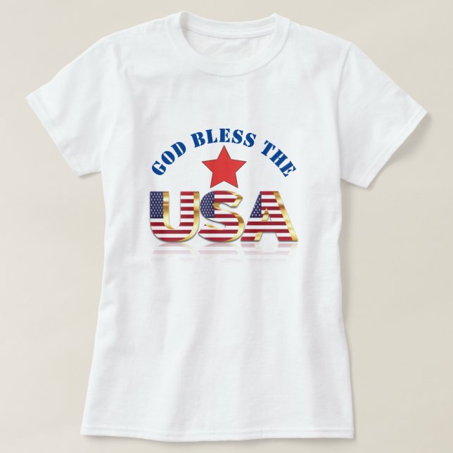 Patriotischer Gott segne USA / 4. Juli Urlaub T-Shirt (Design vorne)