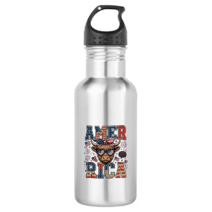 Patriotischer Highland-Kuh-Amerika-4.-Juli-Shirt_1 Edelstahlflasche
