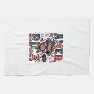 Patriotischer Highland-Kuh-Amerika-4.-Juli-Shirt_1 Geschirrtuch