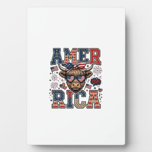 Patriotischer Hochlandkuh Amerika 4. Juli-Shirt_1 Fotoplatte