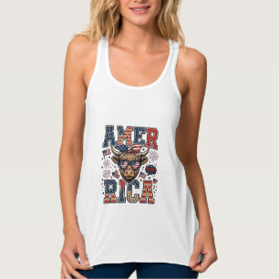 Patriotischer Hochlandkuh Amerika 4. Juli Shirt_1 Tank Top