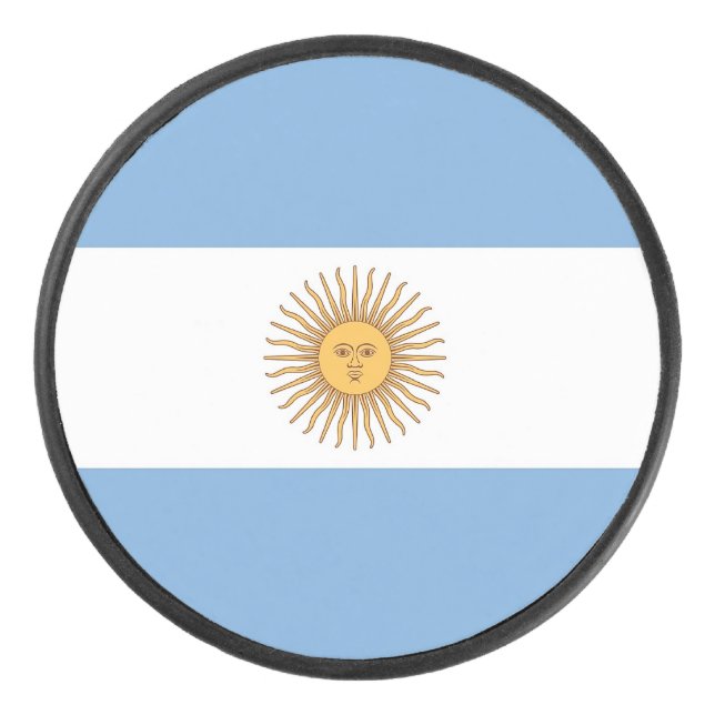 Patriotischer Hockey-Puck mit argentinischer Flagg Eishockey Puck (Vorderseite)
