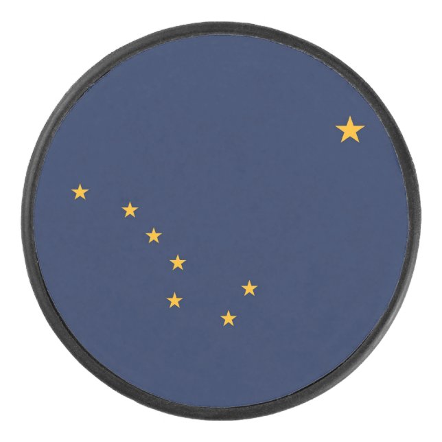 Patriotischer Hockey-Puck mit der Flagge von Alask Eishockey Puck (Vorderseite)
