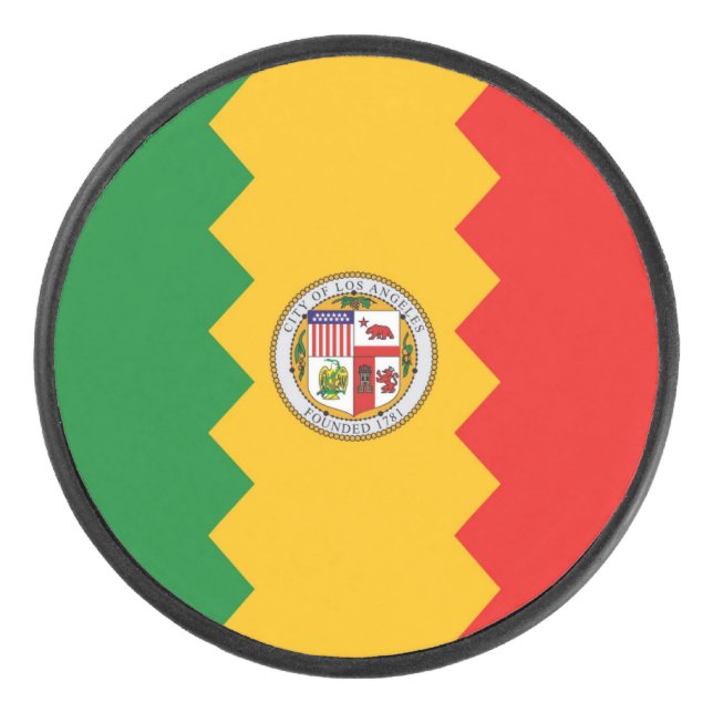 Patriotischer Hockey-Puck mit Fahne von Los Angele Eishockey Puck (Vorderseite)