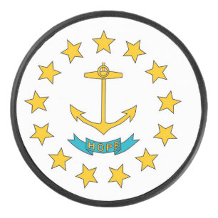 Patriotischer Hockey-Puck mit Flagge auf Rhode Isl Eishockey Puck