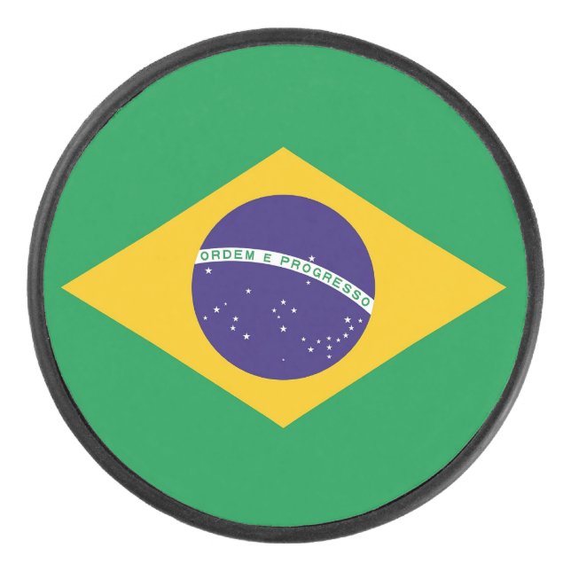 Patriotischer Hockey-Puck mit Flagge Brasiliens Eishockey Puck (Vorderseite)