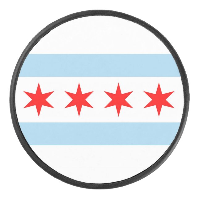 Patriotischer Hockey-Puck mit Flagge Chicagos Eishockey Puck (Vorderseite)