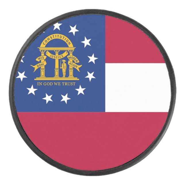 Patriotischer Hockey-Puck mit Flagge Georgiens Eishockey Puck (Vorderseite)