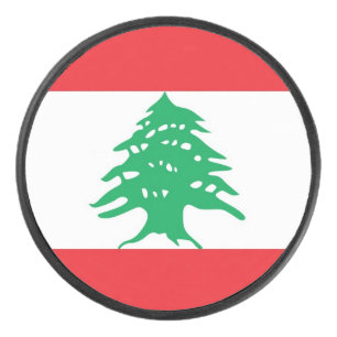 Patriotischer Hockey-Puck mit Flagge im Libanon Eishockey Puck