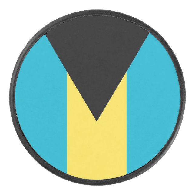 Patriotischer Hockey-Puck mit Flagge von Bahamas Eishockey Puck (Vorderseite)