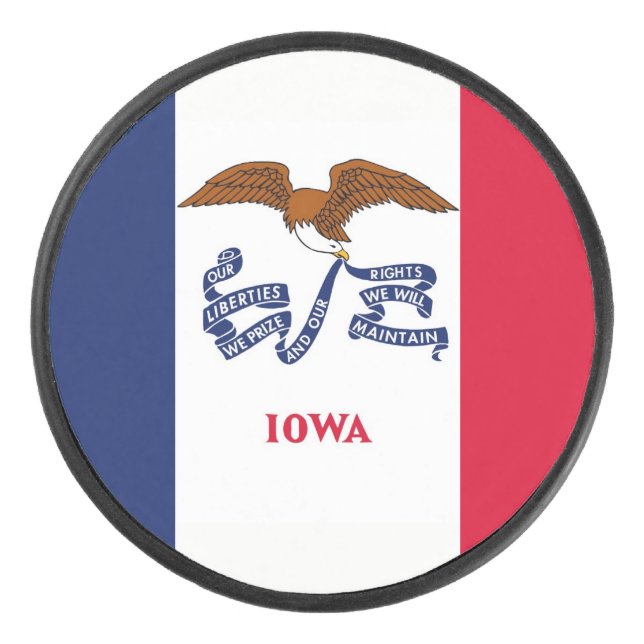 Patriotischer Hockey-Puck mit Flagge von Iowa Eishockey Puck (Vorderseite)