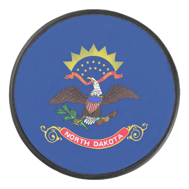 Patriotischer Hockey-Puck mit Flagge von North Dak Eishockey Puck (Vorderseite)