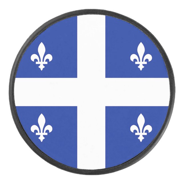 Patriotischer Hockey-Puck mit Flagge von Quebec Eishockey Puck (Vorderseite)