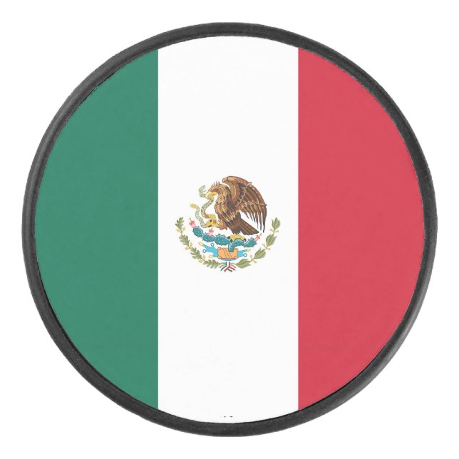 Patriotischer Hockey-Puck mit mexikanischer Flagge Eishockey Puck (Vorderseite)
