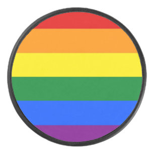Patriotischer Hockey-Puck mit Rainbow Pride-Flagge Eishockey Puck