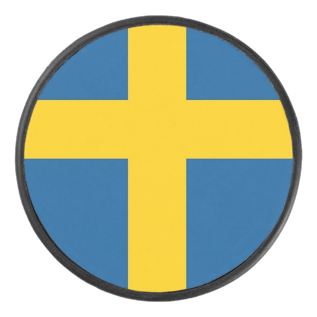 Patriotischer Hockey-Puck mit schwedischer Flagge Eishockey Puck (Vorderseite)