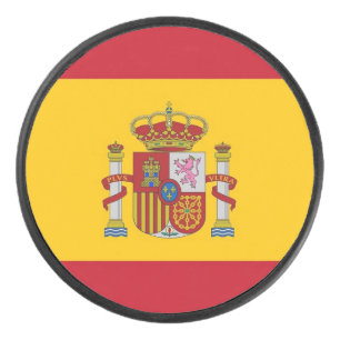 Patriotischer Hockey-Puck mit spanischer Flagge Eishockey Puck