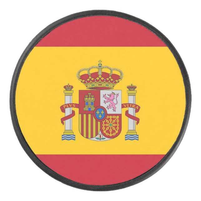 Patriotischer Hockey-Puck mit spanischer Flagge Eishockey Puck (Vorderseite)