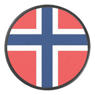Patriotischer Hockeypuck mit norwegischer Flagge Eishockey Puck