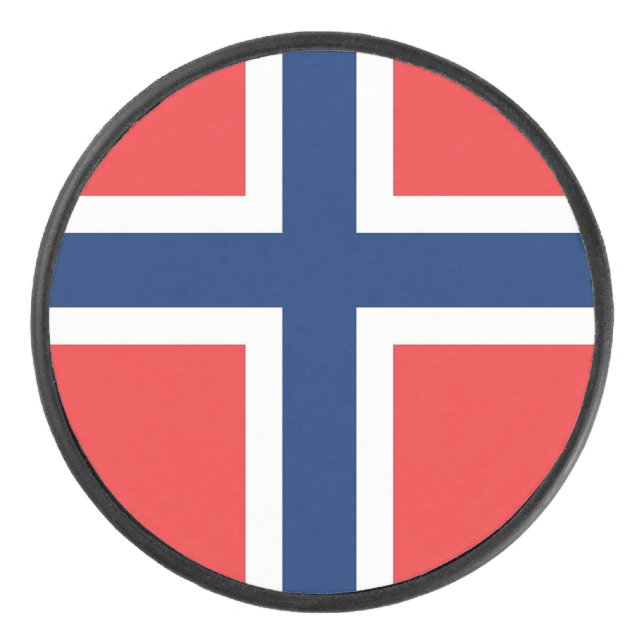 Patriotischer Hockeypuck mit norwegischer Flagge Eishockey Puck (Vorderseite)