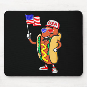 Patriotischer Hot Dog Amerikanische Flagge USA Lus Mousepad