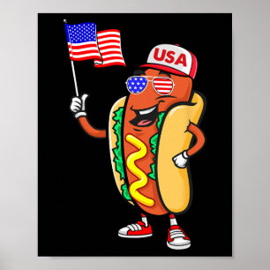 Patriotischer Hot Dog Amerikanische Flagge Usa Lus Poster
