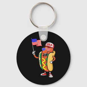 Patriotischer Hot Dog Amerikanische Flagge Usa Lus Schlüsselanhänger