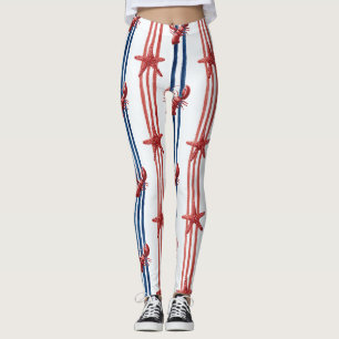 Patriotischer Hummer Rot Weiß Blau Sterne (1) Leggings