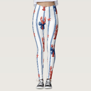 Patriotischer Hummer Rot Weiß Blau Sterne (5) Leggings