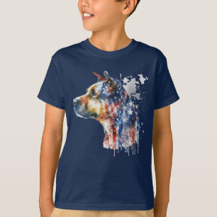 Patriotischer Hund Aquarell Amerikanischer Wachhun T-Shirt