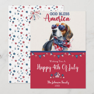 Patriotischer Hund - Beagle 4. Juli Karte
