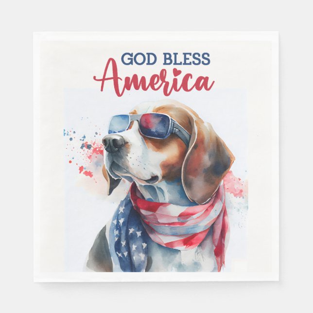 Patriotischer Hund-Beagle Serviette (Vorderseite)