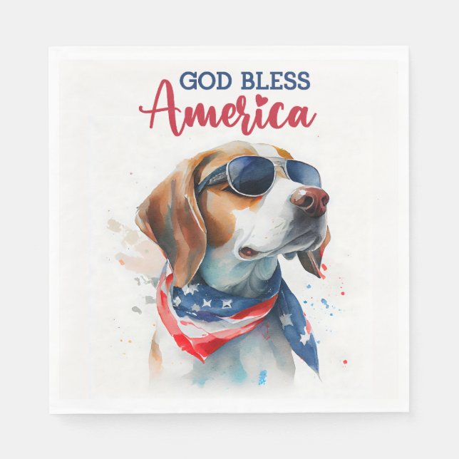 Patriotischer Hund-Beagle Serviette (Vorderseite)
