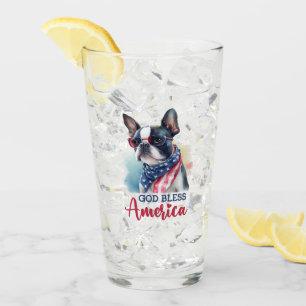 Patriotischer Hund - Boston Terrier Glas
