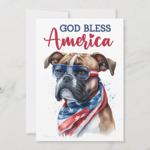 Patriotischer Hund - Boxer 4. Juli Karte