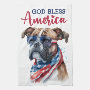 Patriotischer Hund-Boxer Geschirrtuch