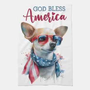 Patriotischer Hund-Chihuahua Geschirrtuch