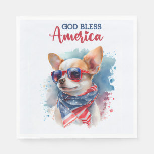 Patriotischer Hund-Chihuahua Serviette