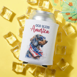 Patriotischer Hund-Dackel Dosenkühler