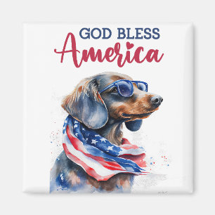 Patriotischer Hund-Dackel Magnet