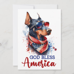 Patriotischer Hund - Dobermann 4. Juli Karte