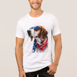 Patriotischer Hund Foxhound 4. Juli Tri-Blend Shirt